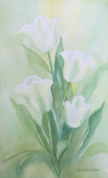 Spring Green Tulips 18h x 11w